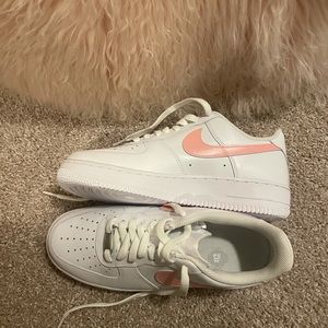 white and pink and brand new custom Nike Air’s